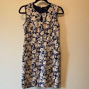 Lands End Navy and Cream Floral Mini Dress